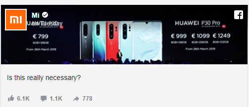 Xiaomi Trolls Huawei P30