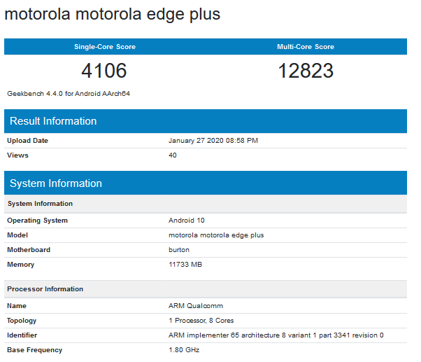 Motorola Motorola Edge Plus Geekbench