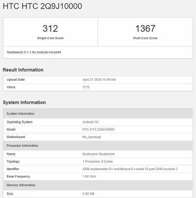 Htc Desire 20 Pro Geekbench