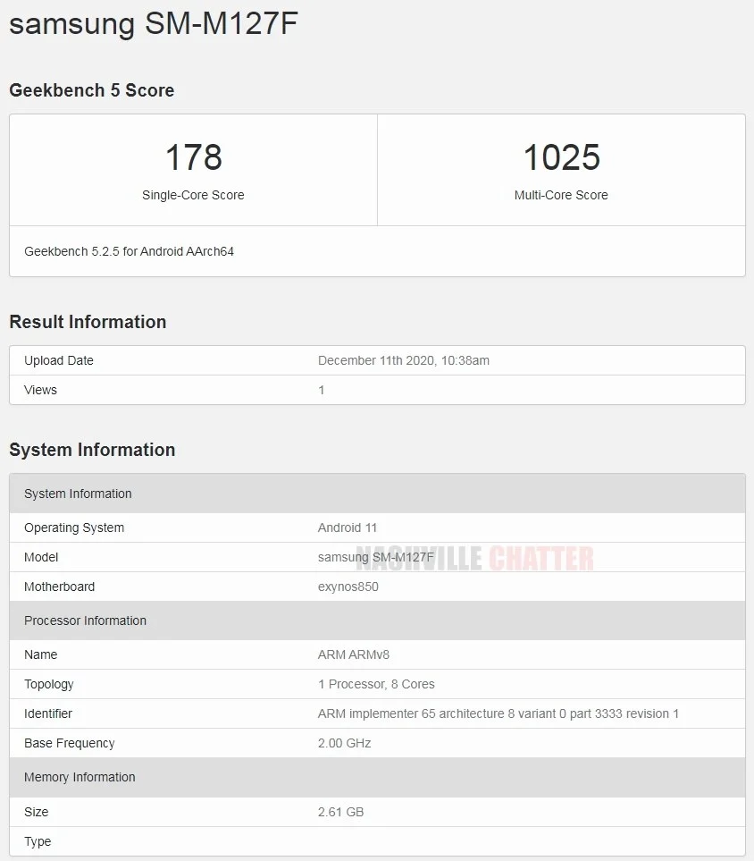 Samsung Galaxy M12 Geekbench