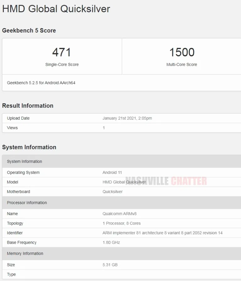 Nokia Quicksilver Geekbench