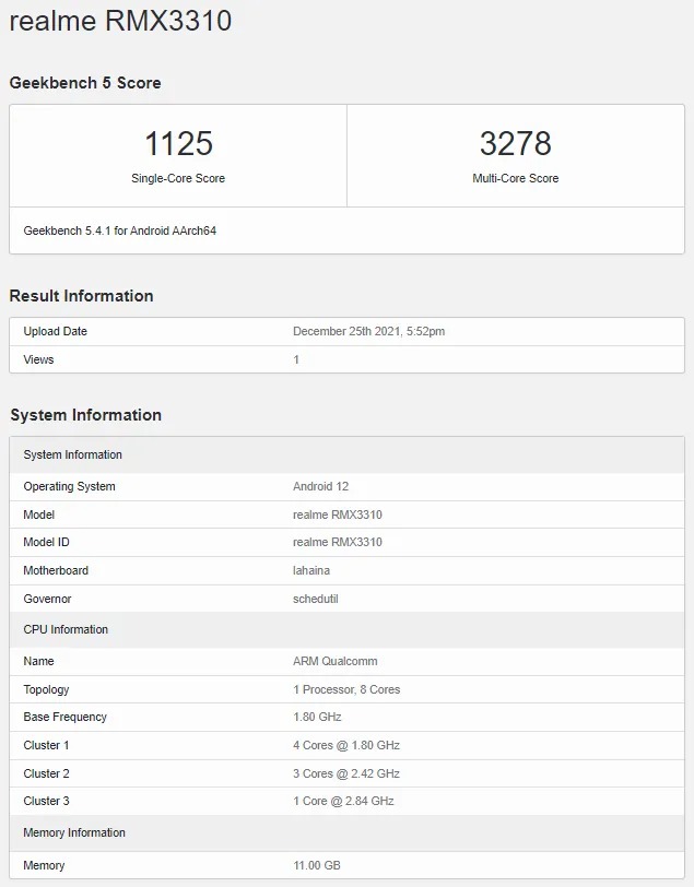 Realme Gt Series Geekbench